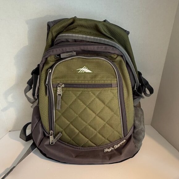 High Sierra Olive Green Padded Backpack Suspension Strap System Hiking Camping - Picture 1 of 10